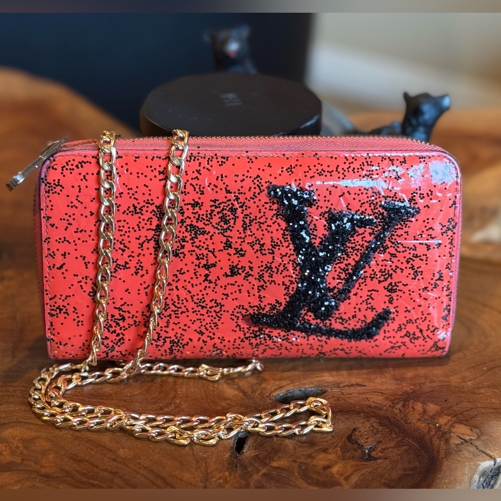Louis Vuitton Monogram Vernis Zippy Zip Around Long Wallet/converted handpainted - Picture 1 of 15